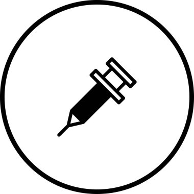 Şırınganın basit bir simgesi, aşı, iğne ve sağlık hizmetlerini temsil eden tıbbi bir sembol, tıbbi ve sağlıkla ilgili tasarımlar için mükemmel..