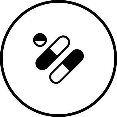 İki kapsül ve bir haptan oluşan minimalist bir ikon. Tıp, sağlık ve ilaç sektörünü simgeliyor. Tıbbi web siteleri, logolar ve markalaşma için uygun.