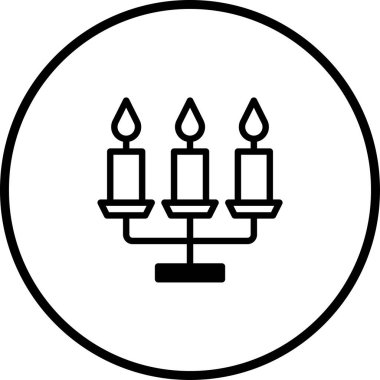 Bir minimalist ikon, dairesel çerçevede dizilmiş üç yanan mumla bir şamdanı tasvir ediyor, zarafet ve klasik cazibenin bir karışımını sunuyor..
