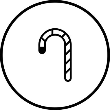 Bayram sezonu tasarımı için minimalist bir şeker kamışı ikonu, şenlikli kutlamalar, kış süslemeleri ve tatlı ikram temaları için mükemmel. Yılbaşı çizimleri için vektör tasarımı