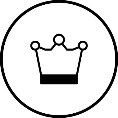 Kraliyet, güç ve başarıyı basit ve zarif bir şekilde temsil eden çember içindeki bir tacın minimalist bir simgesi..