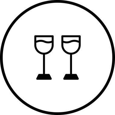Bu minimalist ikonda iki şarap kadehi var. Kutlamaları, kutlamaları ve şenlikli kutlamaları simgeliyor. Temiz tasarımı onu çeşitli yaratıcı projeler için çok yönlü hale getiriyor..