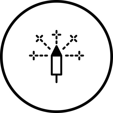 Minimalist bir havai fişek ikonu kutlama ve şenlik etkinliklerini temsil ediyor. Yeni Yıl veya Bağımsızlık Günü ile ilgili grafik tasarım projeleri için ideal.