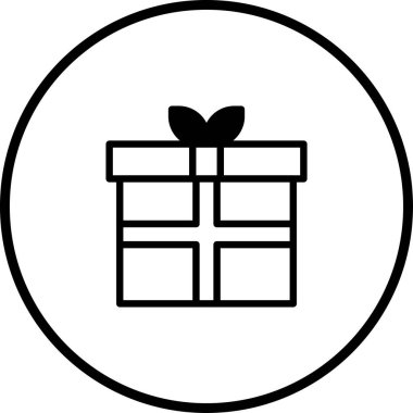 Beyaz zemin üzerinde izole edilmiş, logo tasarımı ya da tebrik kartı için ideal bir çember içindeki mevcut kutunun minimalist çizgi çizimi