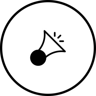 Çember içinde stilize edilmiş bir boynuz barındıran, ses iletimi için mükemmel bir minimalist simge.