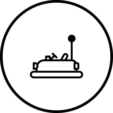 Çarpışan araba ikonu vektör çizimi. Bu resim, klasik bir lunapark gezisini minimalist çizgi sanat tarzında resmediyor..