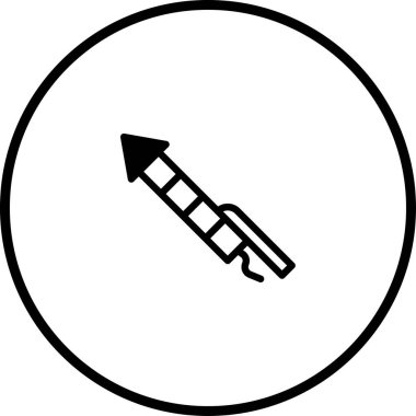 Çember içinde bir havai fişeğin minimalist siyah beyaz simgesi, kutlama ve şenlik olaylarını sembolize ediyor..