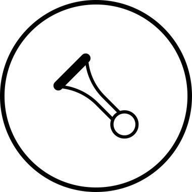 Minimalist boynuz ikonu tasarımı, temiz, dairesel bir çerçevede sunuluyor. Ses ve iletişim kavramını iletir..