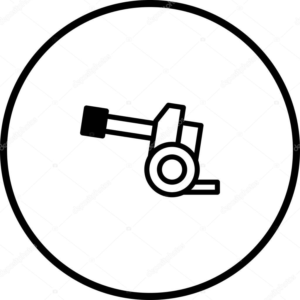 A minimalist icon of a cannon, perfect for historical illustrations or representing military equipment, with a clean and simple design.