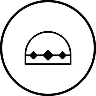 Geleneksel bir Yahudi kafa örtüsü olan kippah veya kimulke 'yi tasvir eden minimalist bir vektör ikonu. Tasarım basit, temiz ve çeşitli uygulamalar için uygundur..