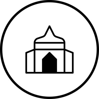 Ramazan, bayram kutlamaları için mükemmel bir minimalist cami ikonu tasarımı ve grafikler, web tasarımı ve baskı materyallerinde İslam kültürünü temsil eden.