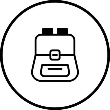 Bir sırt çantasının minimalist siyah beyaz vektör çizimi. Seyahat, okul veya açık hava temalı projeler için mükemmel, basitlik ve çok yönlülük sunuyor.