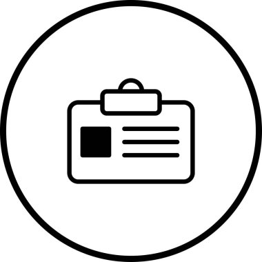 Kimlik kartının temiz ve minimalist bir simgesi. Kimlik, erişim, güvenlik ve mesleki bağlılıkla ilgili kavramları aktarmak için mükemmel. Modern bir dokunuş için daire şeklinde çevrili.