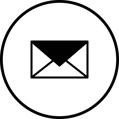 Çember içinde bir zarf içeren temiz ve basit bir ikon. Tasarım projelerinizde e- posta, iletişim ve genel iletişim kavramlarını göstermek için ideal.