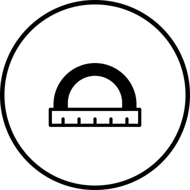 Çemberin içinde bir açıölçer barındıran minimalist bir simge. Hassasiyet ve doğruluk gerektiren eğitim veya teknik tasarım projeleri için ideal.