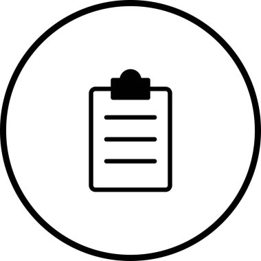 Daire içinde çizgileri olan basit bir pano simgesi. Bu evrensel olarak uygulanabilir sembol listeler, belgeler ve görev yönetimi için mükemmeldir.