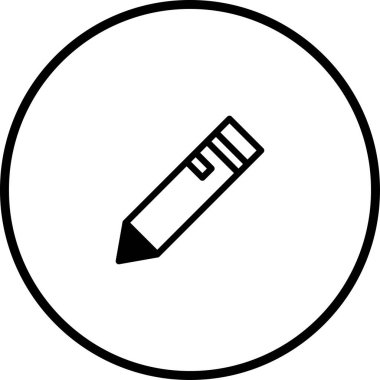 Yaratıcı projelerde, eğitimde ve ofis uygulamalarında kullanmak için mükemmel bir şekilde daire içine iliştirilmiş kalem simgesinin minimalist bir vektör ilülasyonu.