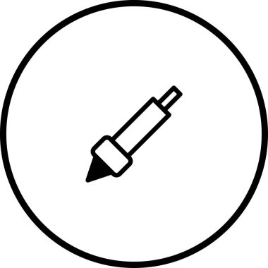 Dairesel bir çerçevenin içindeki çizim kaleminin minimalist bir simgesi. Basit ve net bir görsel öğe gerektiren tasarım projeleri veya yaratıcı çabalar için mükemmel.