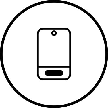 Daire içinde akıllı telefon tasarımı içeren basit, minimalist bir simge, dijital ve iletişimle ilgili projeler için ideal. Temiz çizgiler modern bir estetik yaratıyor..