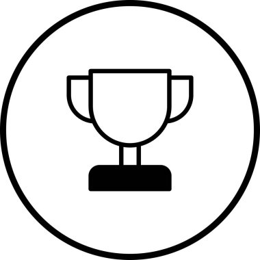 Beyaz arka planda bir kupa simgesinin minimalist bir çizimi, bir yarışmada başarıyı, zaferi ve başarının tanınmasını simgeliyor..