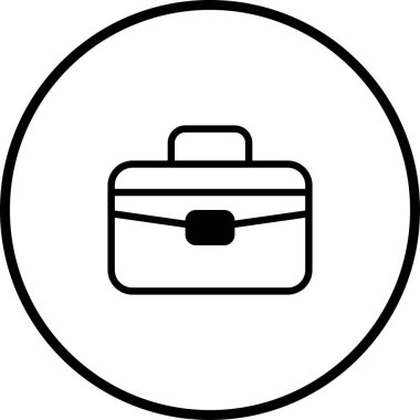 Çemberin içindeki basit bir iş çantası simgesi, profesyonelliği, işi ve işi temsil ediyor..