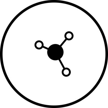 Bu resim, bir çember içindeki minimalist moleküler yapıyı tasvir eder, bağlantı ve bilimsel prensipleri sembolize eder. Bilimsel, eğitici veya teknolojik temalar için idealdir..