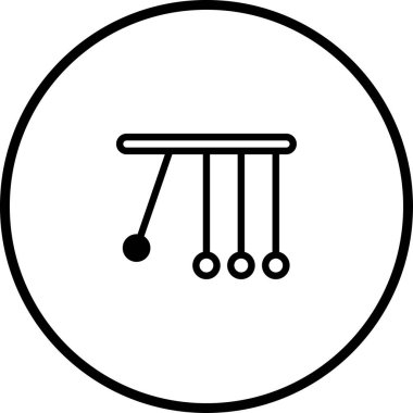 Newton 'un Beşiği' nin minimalist siyah beyaz çizimi, fizik ve hareketin prensiplerini gösteriyor. Eğitimsel içerik ve bilimsel görselleştirme için mükemmel.