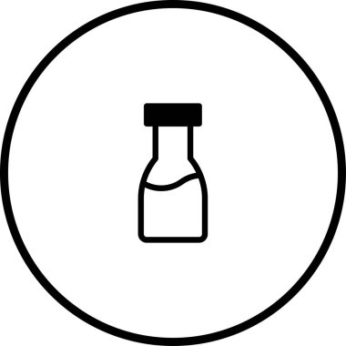 Bir minimalist simge basit bir şişe dizaynına sahiptir, mükemmel bir daire içinde. İllüstrasyonda temiz çizgiler ve açık şekiller üzerinde duruluyor, logolar veya semboller için ideal.