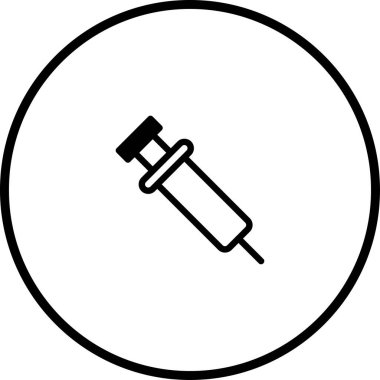 Tıbbi enjeksiyon, aşı ve sağlık hizmetlerini temsil eden basit bir şırınga ikonu. Sağlık ve refahla ilgili kavramları aktarmak için ideal.