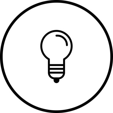 Dairenin içindeki minimalist bir ampul ikonu fikirleri, yenilikleri ve yaratıcı problem çözmeyi sembolize ediyor. Çeşitli tasarım projeleri için kusursuz vektör grafiği.