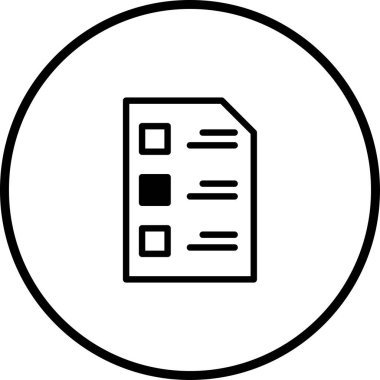 Çember çizgisi içindeki onay listesi simgesi, kontrol listesi işaretli belge, tamamlanmış görev, kabul işareti, belge simgesi, asgari vektör ilülasyonu