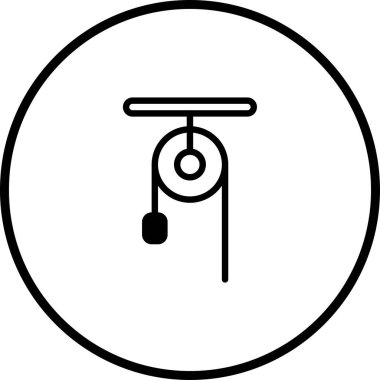 Makara sistemini temsil eden minimalist bir ikon, yükleri kaldırmak için basit bir mekanik aygıt sergiliyor. Tasarım, temiz çizgiler ve dairesel bir çerçeveye sahiptir..