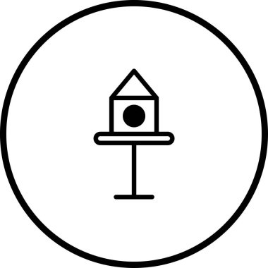 Bir dairenin içinde bir kuş evinin minimalist siyah beyaz simgesi, web tasarımı veya logo oluşturulması için mükemmel.