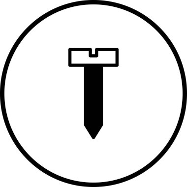 Bir çivinin basit siyah beyaz çizimi, inşaat ve donanım tasarımlarında kullanılmak için mükemmeldir..