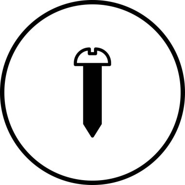 Çemberin içinde vida olan temiz ve basit bir ikon. Vida çeşitli tasarım amaçları için uygun minimalist bir şekilde tasvir edilir.