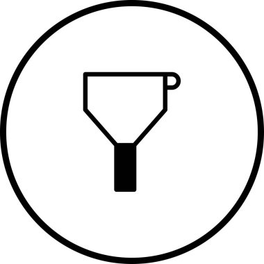 Filtrelemeyi, dönüştürme optimizasyonunu veya bilimsel süreçleri temsil eden beyaz arkaplandaki minimalist huni simgesi. Web siteleri, bilgi grafikleri ve sunumlar için mükemmel.