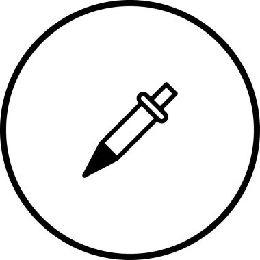 Düşürme aracının minimalist vektör simgesi. Grafik tasarım uygulamaları, renk seçme işlevleri ve bilim temaları için uygundur.