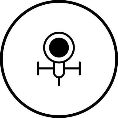 Topluluk içinde cinsiyet ayrımı olmayan bir sembol tasvir eden, eşitliği, kapsayıcılığı ve modern tasarımı sembolize eden bir minimalist siyah beyaz simge..