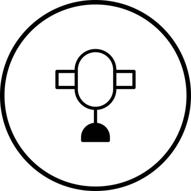 Beyaz bir arka plana karşı siyah hatlı basit, minimalist bir mikrofon ikonu, podcast ve sesle ilgili tasarımlar için mükemmel. Temiz tasarım onu çeşitli uygulamalar için çok yönlü hale getirir..