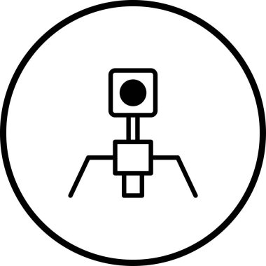 Siyah ve beyaz bakteriyofaj simge çizim vektör çerçeve içinde, tıbbi tasarım için uygun