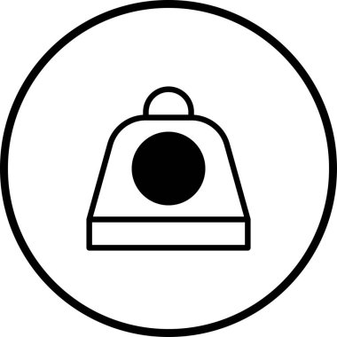 Mükemmel bir daire içinde çevrili bir inek çanı tasvir eden minimalist bir vektör ikonu. Markalaşma ve grafiklerde çok yönlü kullanım için basit, temiz tasarım.