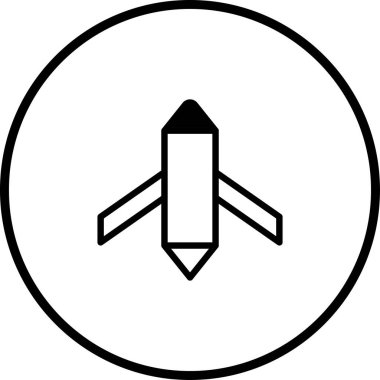 Dairesel çerçevenin içindeki bir roketin minimalist simgesi. Fırlatma, büyüme, teknoloji ve uzay keşfi gibi kavramları basit ve temiz bir tasarımla temsil eder..