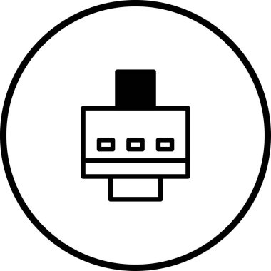 Siyah ve beyaz çizgili bir resim dairesel bir sınırla çevrili bir ağ kablosu bağlantısını gösteriyor, asgari estetik için tasarlanmış.