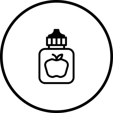 Bir minimalist simge, basit ve çok yönlü tasarım uygulamaları için temiz, siyah bir taslak biçime sahip bir elma suyu kabı içerir..