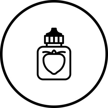 Çilek e-sıvı şişesinin minimalist bir simgesi. Vaping, e-sigara veya meyve aromalı ürünler için mükemmel bir tasarım. Basit ve temiz tasarım.
