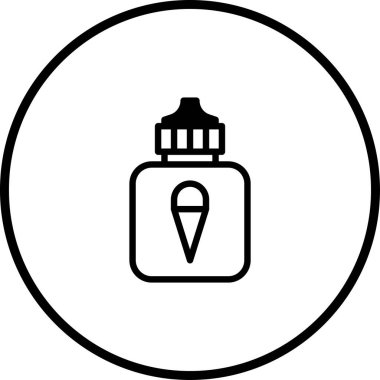 Dondurma külahlı e-sıvı bir şişeyi temsil eden minimalist bir ikon. Buharla ilgili tasarımlar, logolar ya da resimli grafikler için mükemmel.