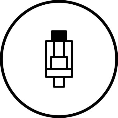 Bu minimalist simge, buharlaşma ve elektronik sigara için çağdaş bir sembol sunan bir cihaz. Modern teknoloji ve yaşam tarzı seçimleriyle ilgili tasarımlar için ideal.