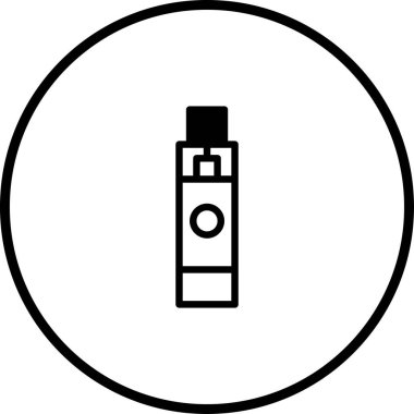 Bu resim, geleneksel sigaraya modern bir alternatifi sembolize eden bir daire içindeki bir buhar cihazının basit ve modern bir simgesini gösteriyor..