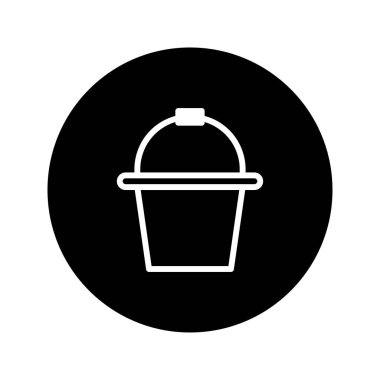 Bu siyah arka planda kova şeklinde minimalist bir tasarım ikonu. Bu resim web tasarımı, yazdırma tasarımı ve mobil uygulamalar gibi çeşitli projelerde kullanmak için mükemmeldir..