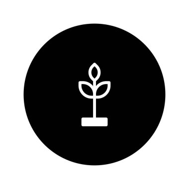 Siyah-beyaz minimalist bir bitki simgesi, büyümeyi, sürdürülebilirliği veya basit ve temiz bir tasarımla çevre dostu bir konsepti temsil etmek için mükemmeldir..